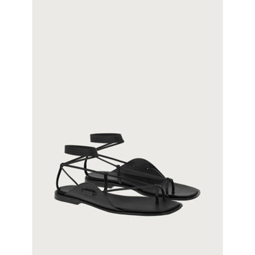 Men Thong Sandals with Square Toe [Width: M] - Black