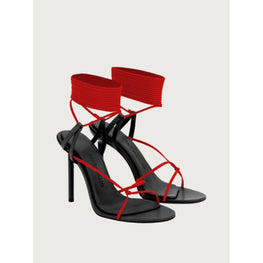 Women Sandals with Stiletto Heel [Width: 1C] - Black/Flame Red