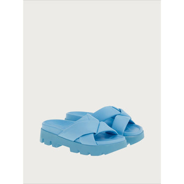 Women Sporty Sliders with Origami Knot [Width: 1C] - Sky Blue