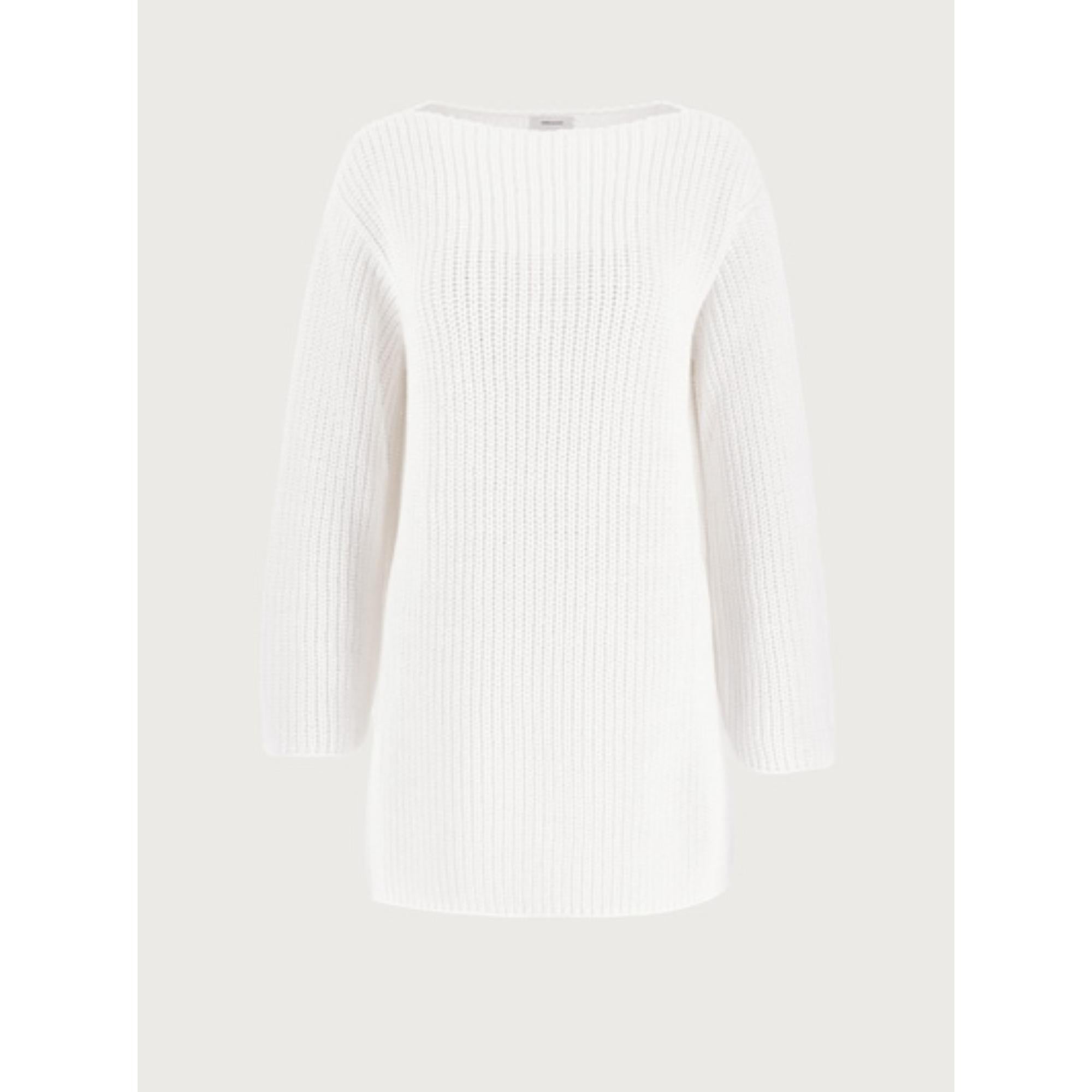 Women Relaxed Fit Boat Neck Sweater - Optic White