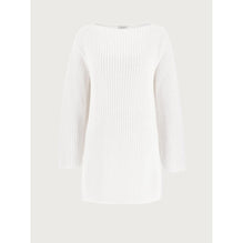 Women Relaxed Fit Boat Neck Sweater - Optic White