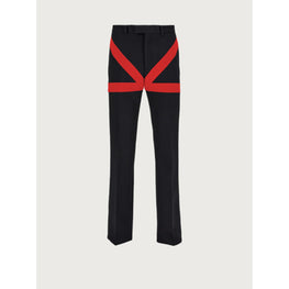 Men Tailored Trouser with Satin Inlay - Black