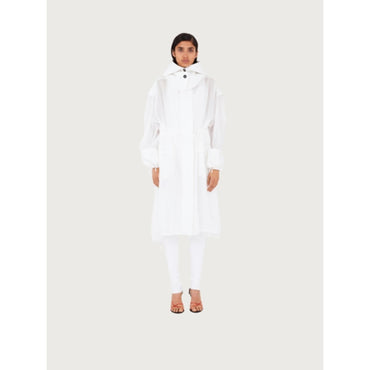 Women Unlined Organza Trench - Optic White