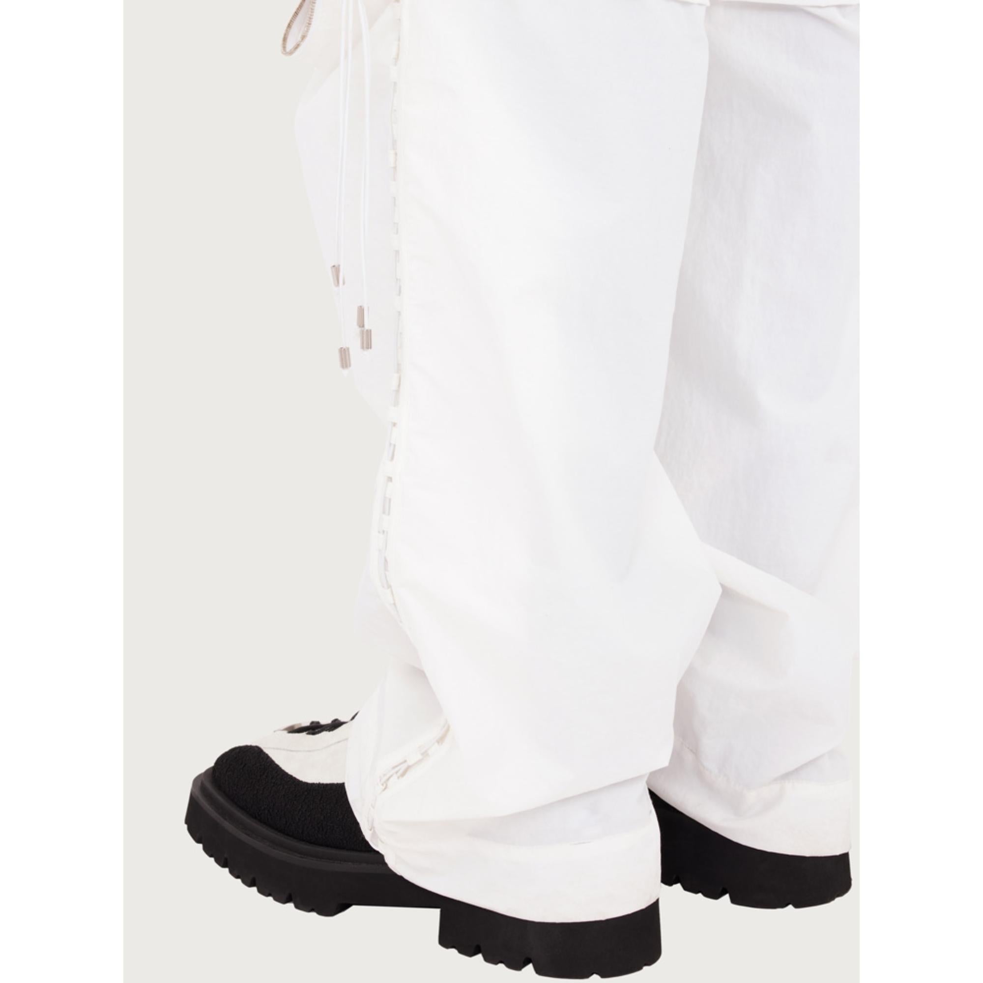 Men Elasticated Waist Cargo Pants - White