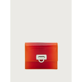 Women Compact Wallet with Gancini Clasp - Orange