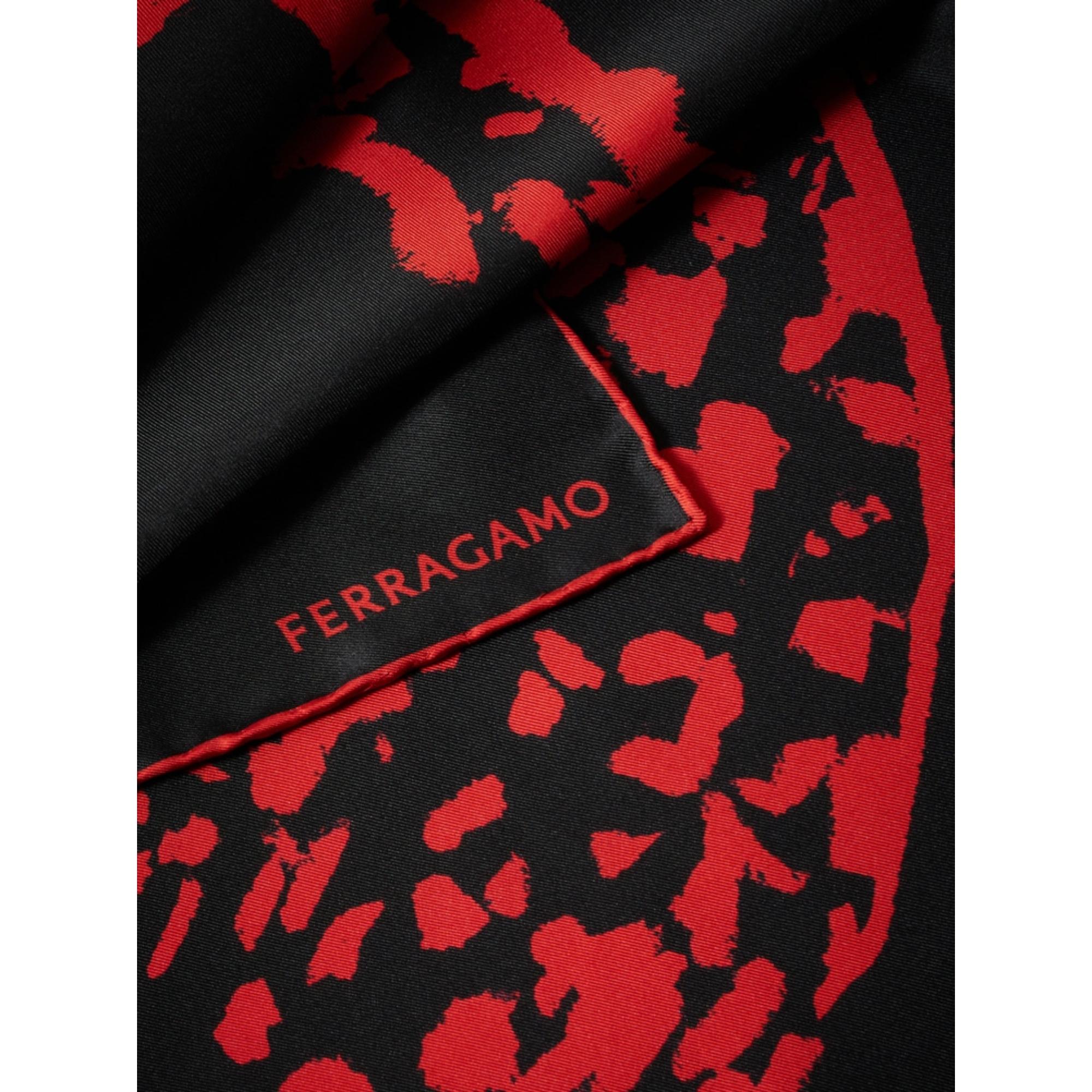 Women Jaguar Print Foulard - Black/Red