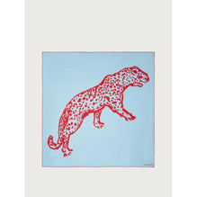 Women Jaguar Print Foulard - Light Blue/Red