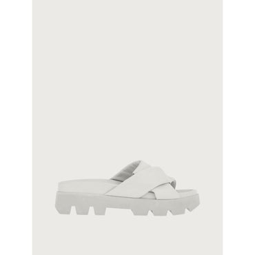 Women Sporty Sliders with Origami Knot [Width: 1C] - Optic White