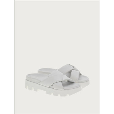 Women Sporty Sliders with Origami Knot [Width: 1C] - Optic White