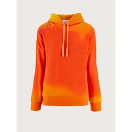 Women Long Sleeve Dip Dye Hoodie - Red/Orange/Yellow