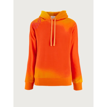 Women Long Sleeve Dip Dye Hoodie - Red/Orange/Yellow