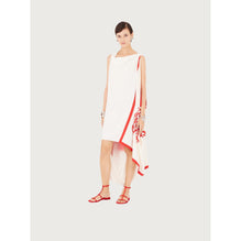 Women Asymmetric Printed Dress - Red/White