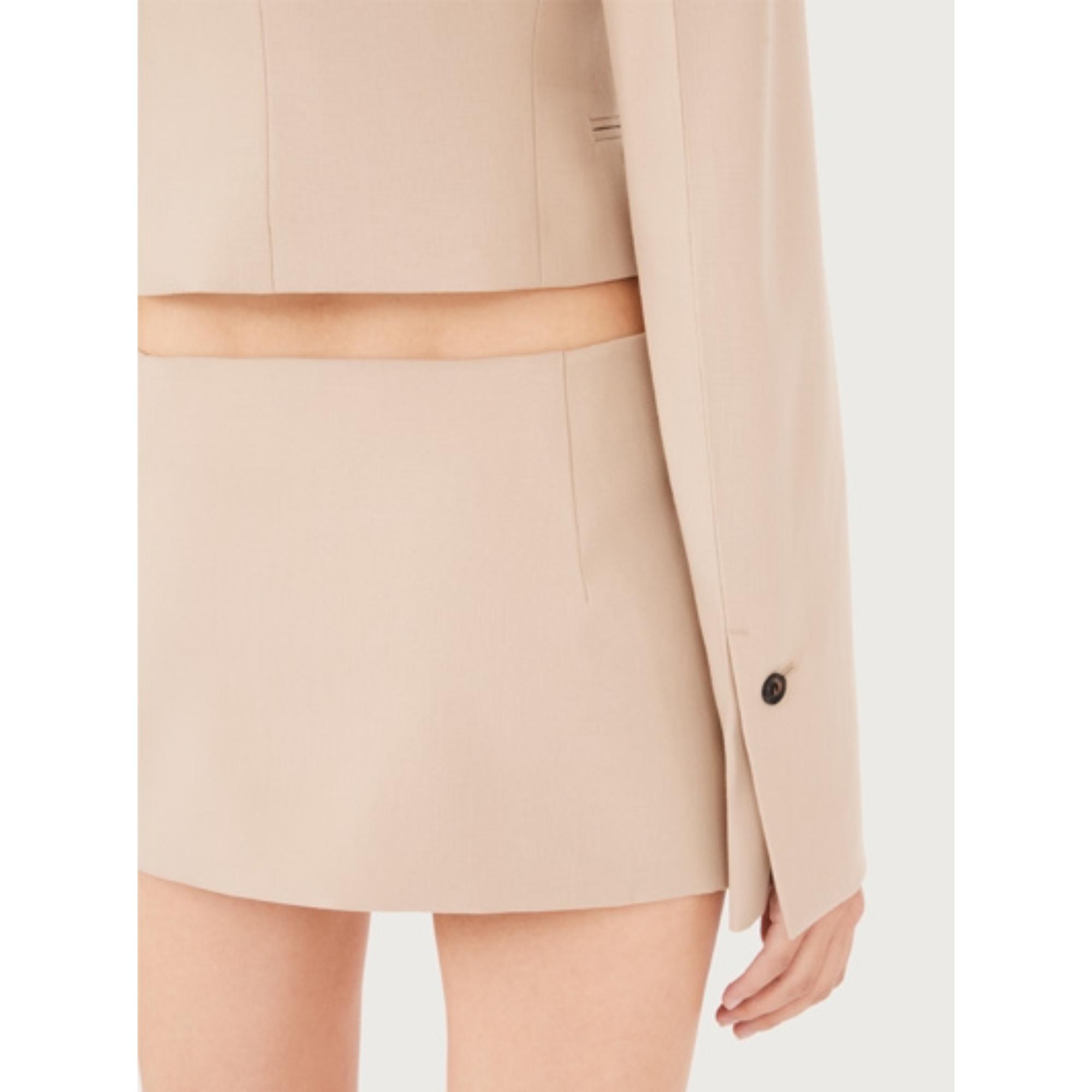 Women Straight Mini Skirt - Beige