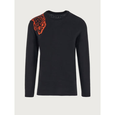 Men Long Sleeved Jaguar Print T-Shirt - Black/Red