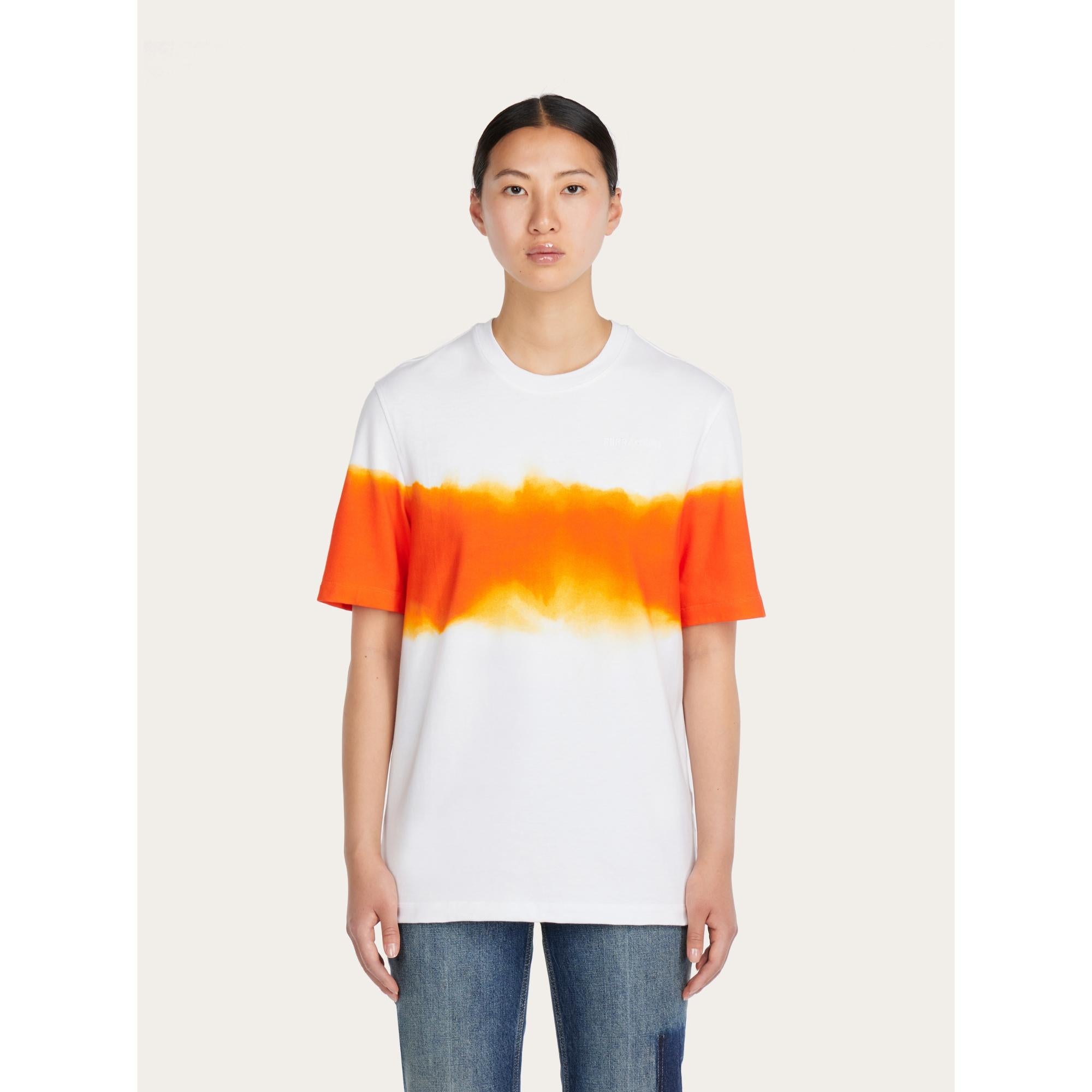 Women Sunset Print Signature T-Shirt - White/Orange