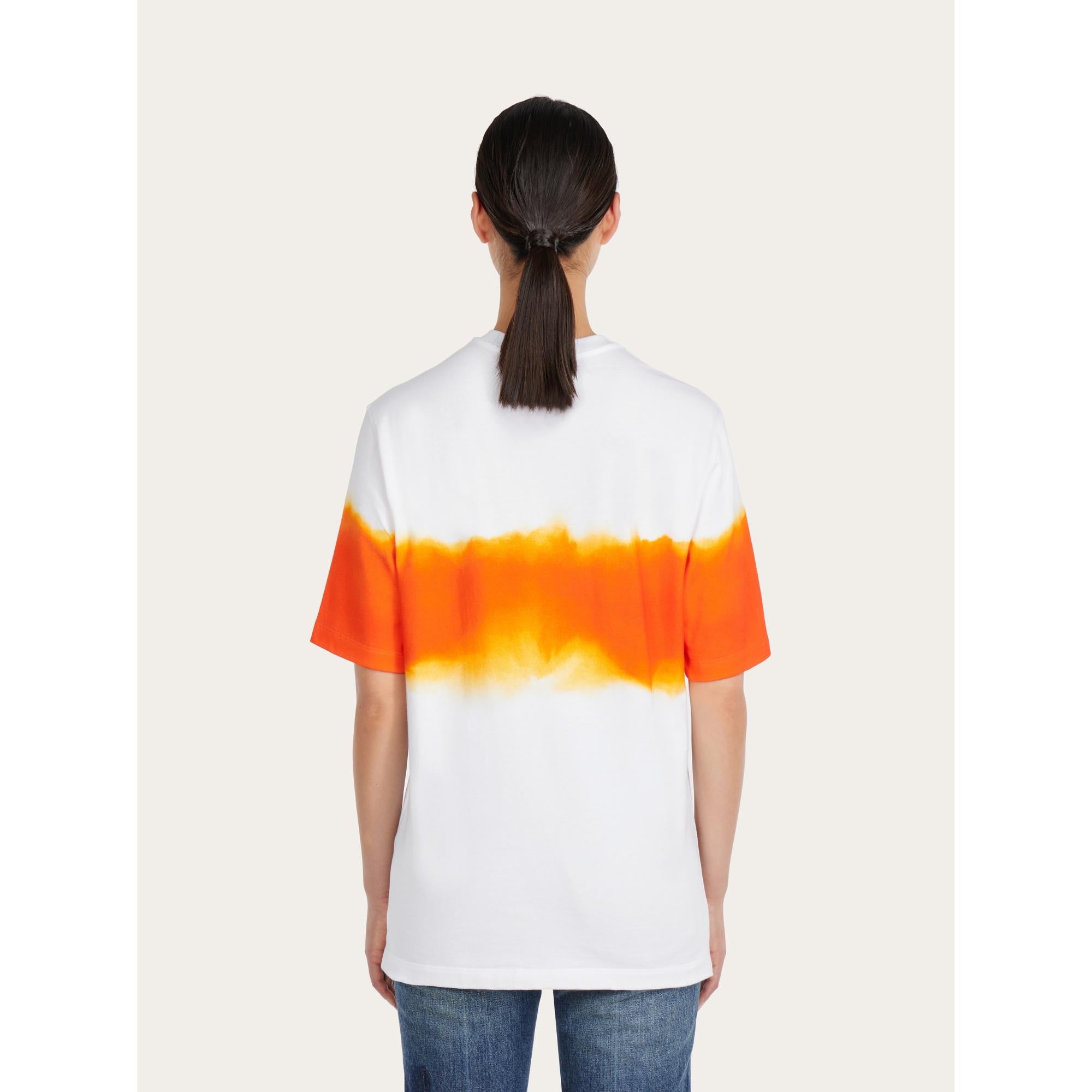 Women Sunset Print Signature T-Shirt - White/Orange