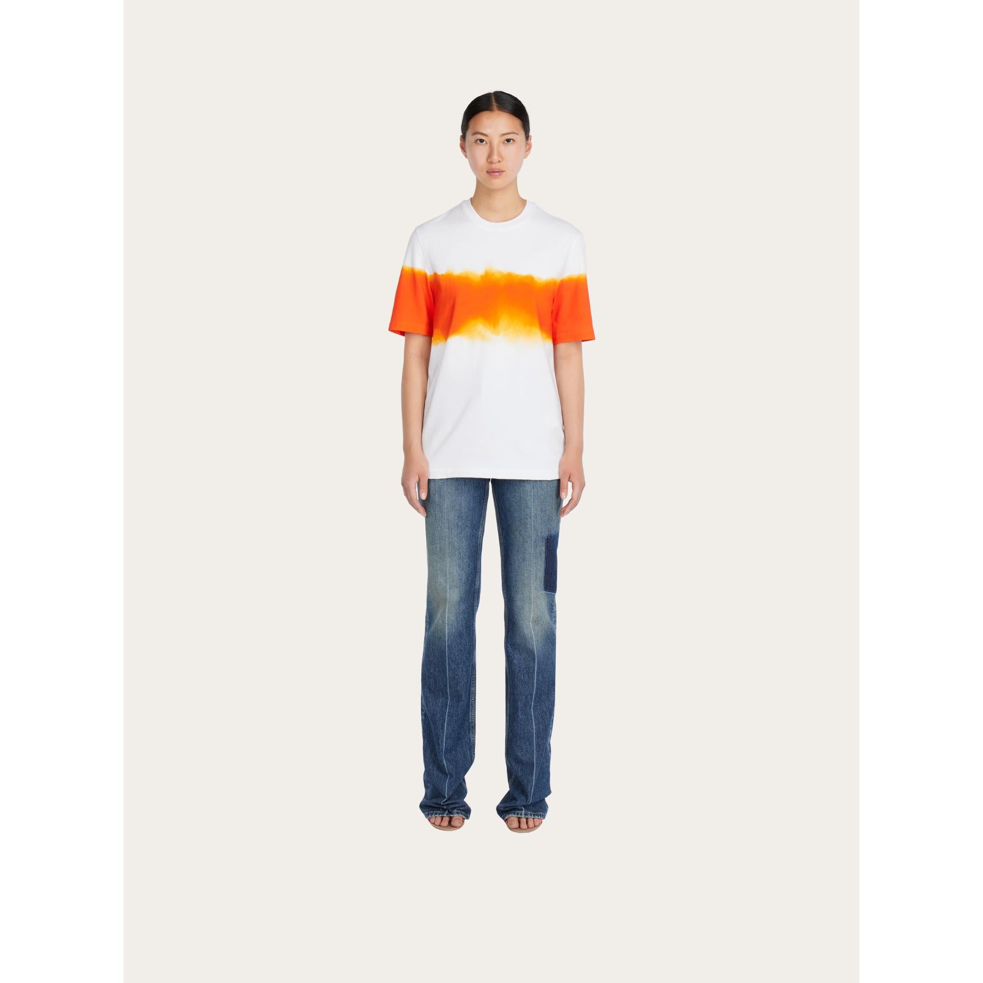 Women Sunset Print Signature T-Shirt - White/Orange