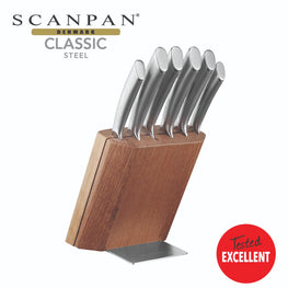 Scanpan Classic Steel Deco Oak Knife Block Set - 7pcs