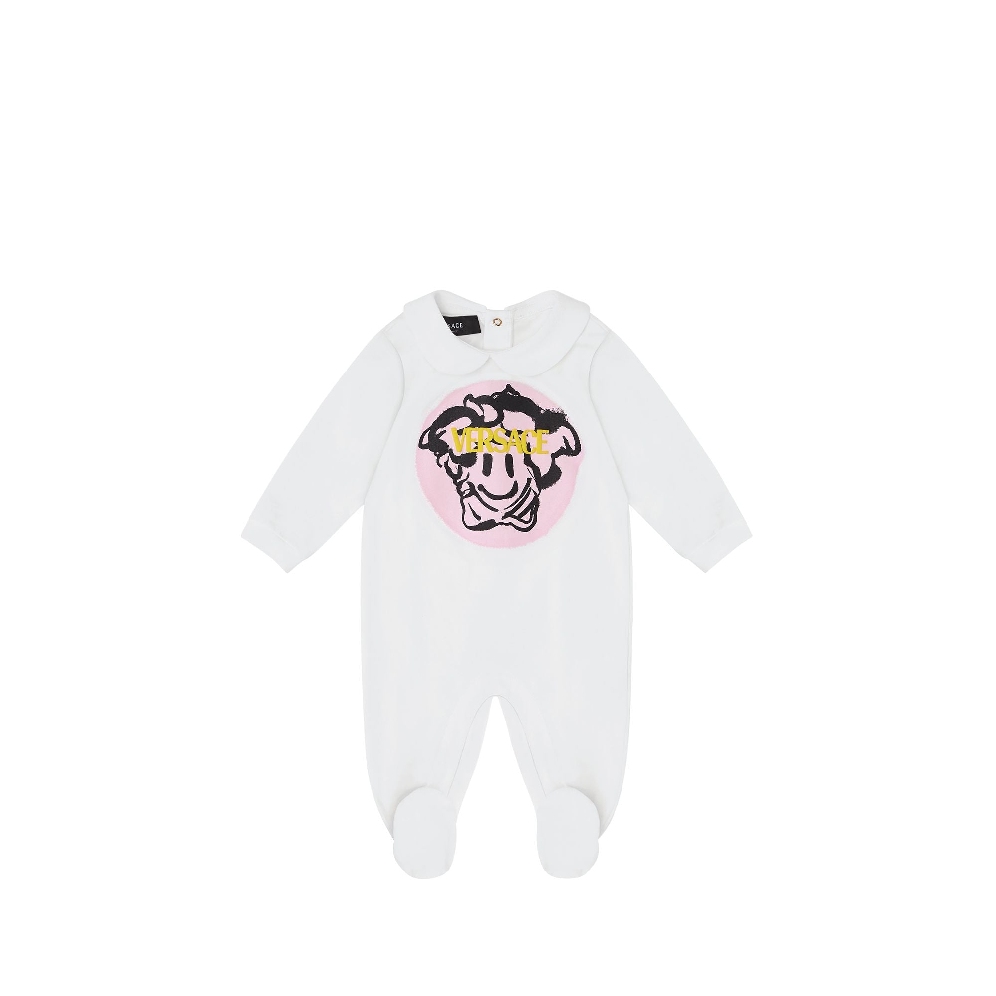 Kids Bodysuit With Feet - White+Pink+Yellow