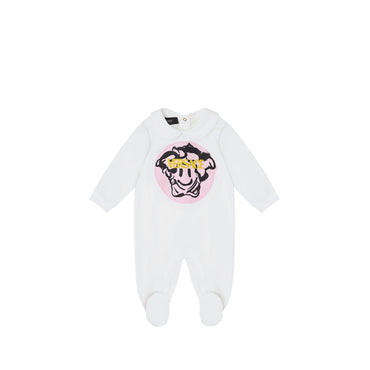 Kids Bodysuit With Feet - White+Pink+Yellow