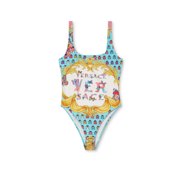 Women Swim One-Piece - Pink+Light Blue+Ivory