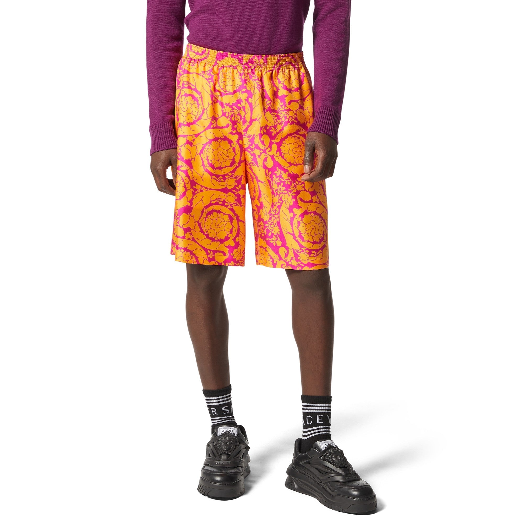 Men Shorts - Magenta+Tangerine