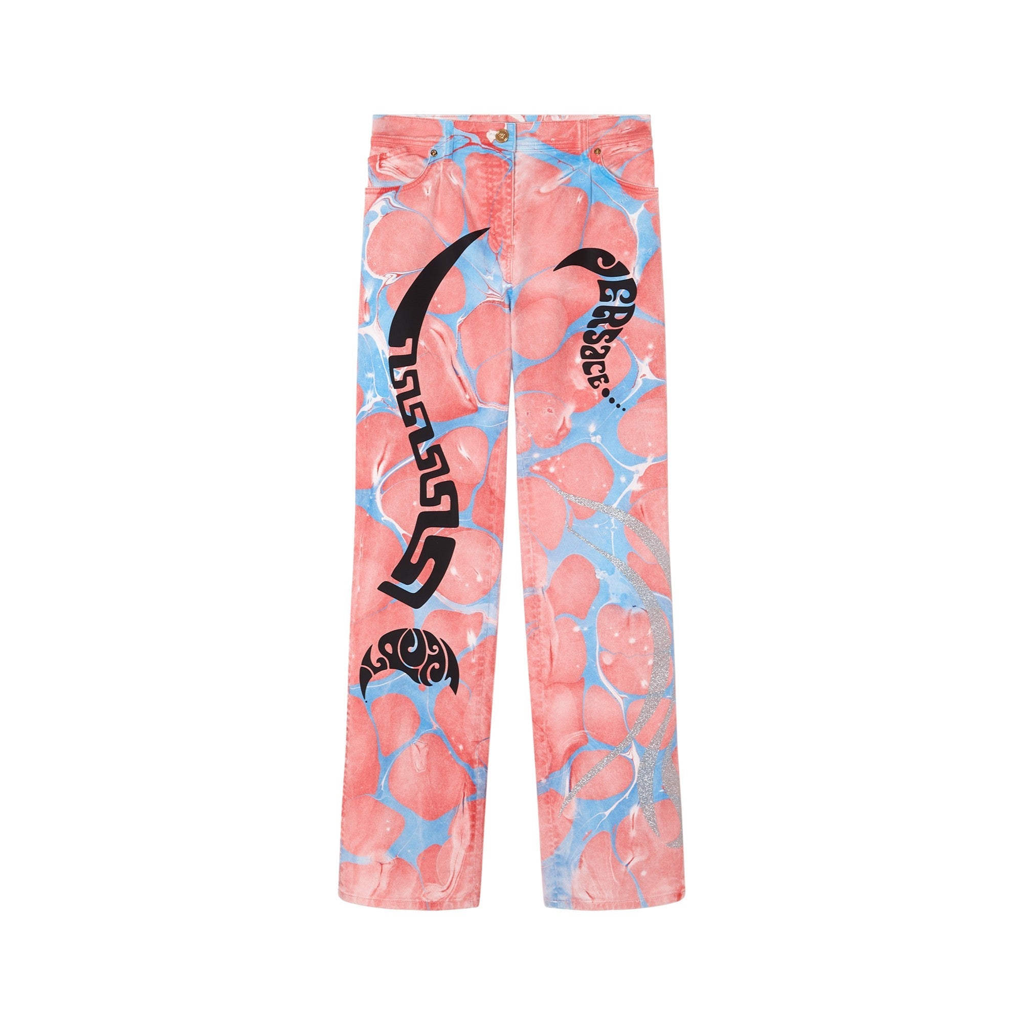 Women Pant Denim - Pink+Multicolor