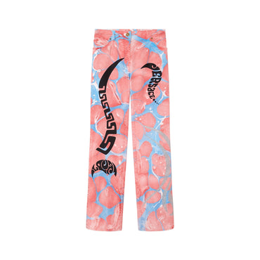 Women Pant Denim - Pink+Multicolor