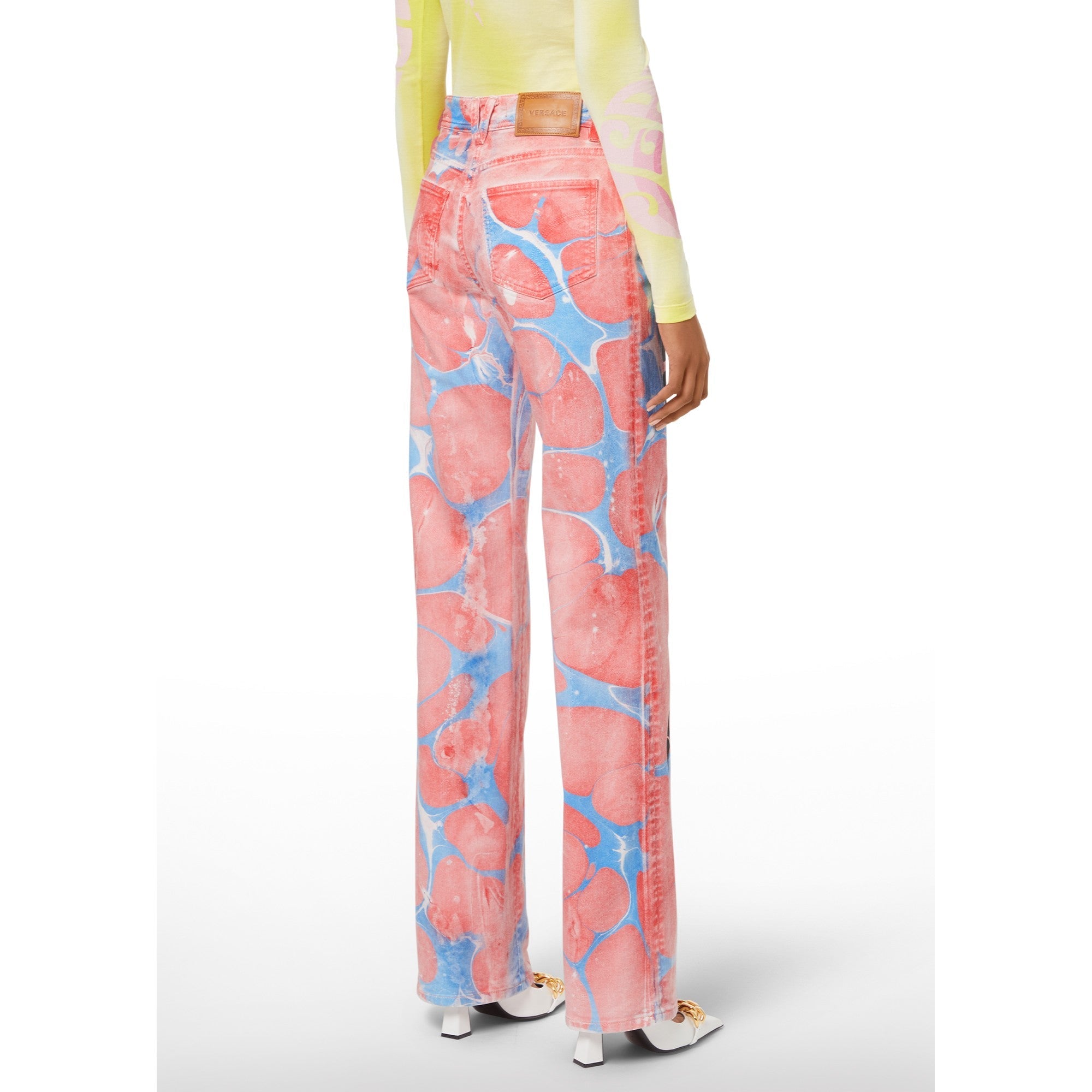 Women Pant Denim - Pink+Multicolor