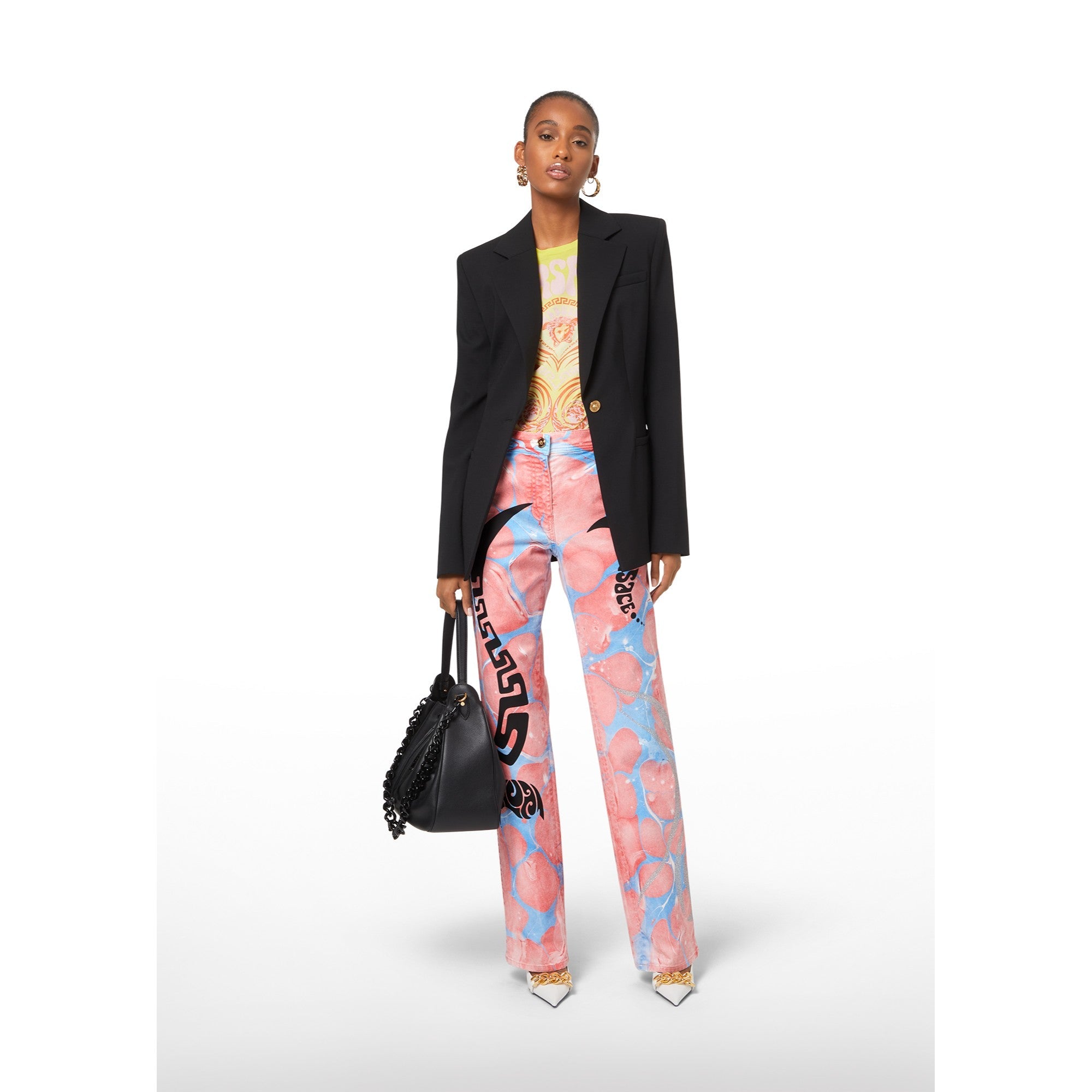 Women Pant Denim - Pink+Multicolor