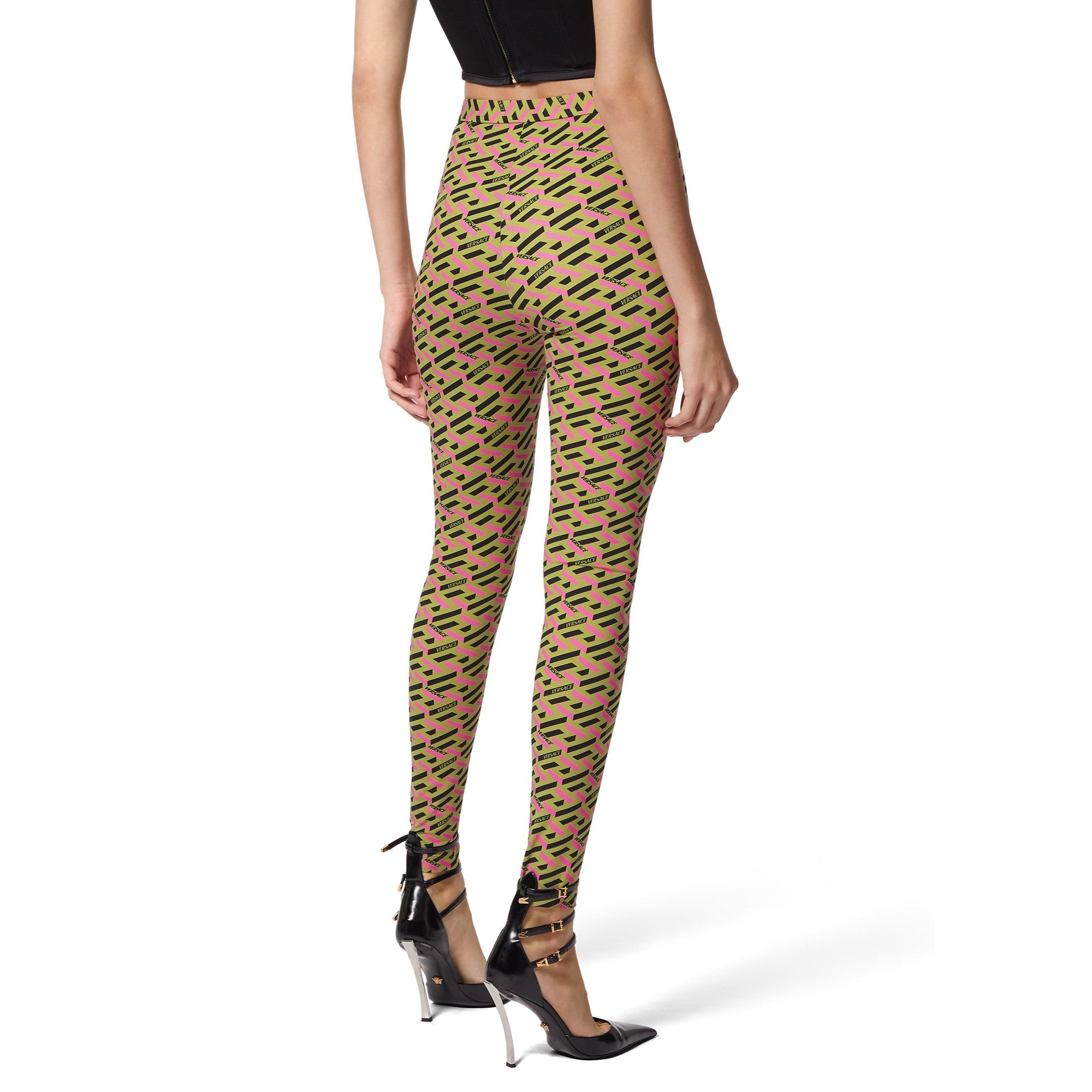 Women Leggings - Pale Avocado+Pink Lemonade