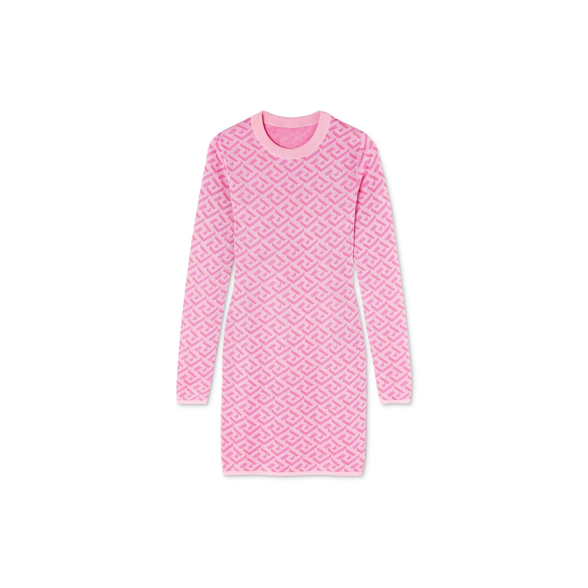 Women Knit Dress - Pink+Fuxia