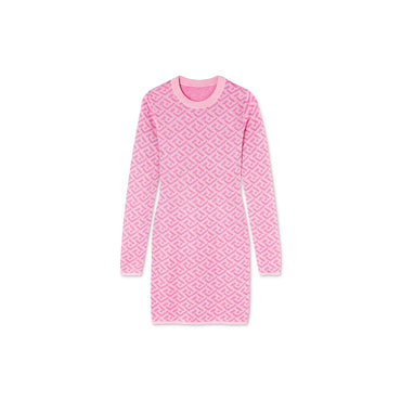 Women Knit Dress - Pink+Fuxia