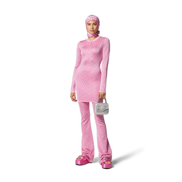 Women Knit Dress - Pink+Fuxia