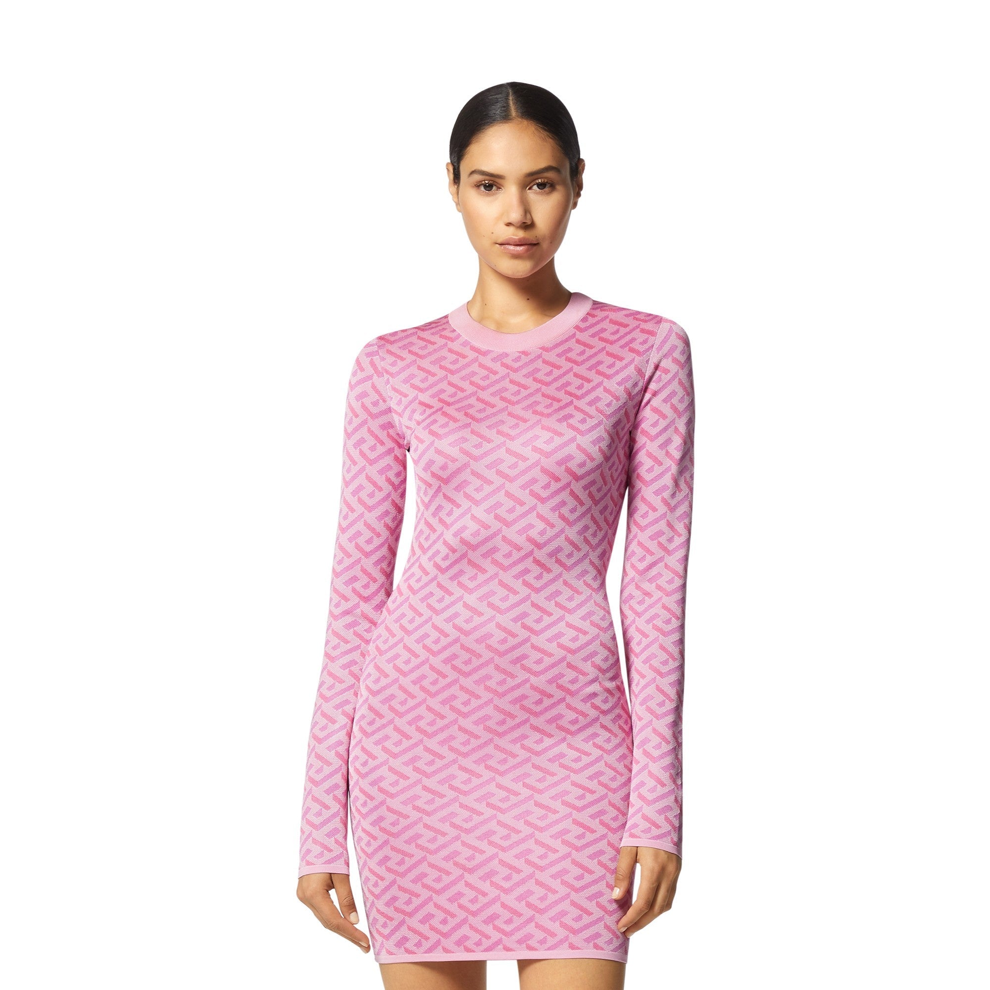 Women Knit Dress - Pink+Fuxia