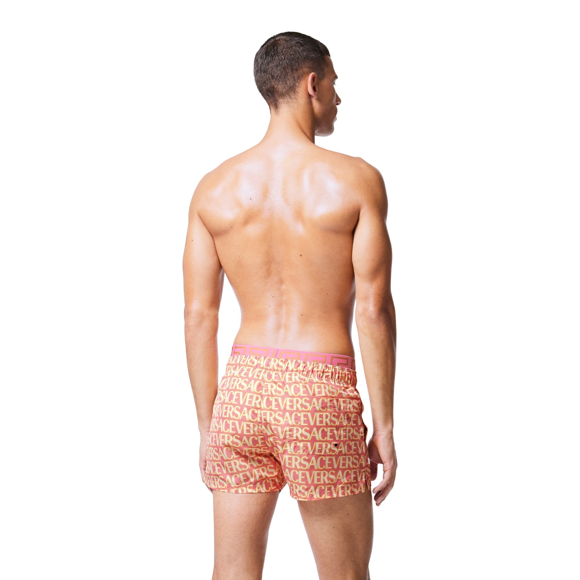 Men Swim Short - Pink+Ivory