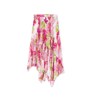 Women Skirt - White+Pink