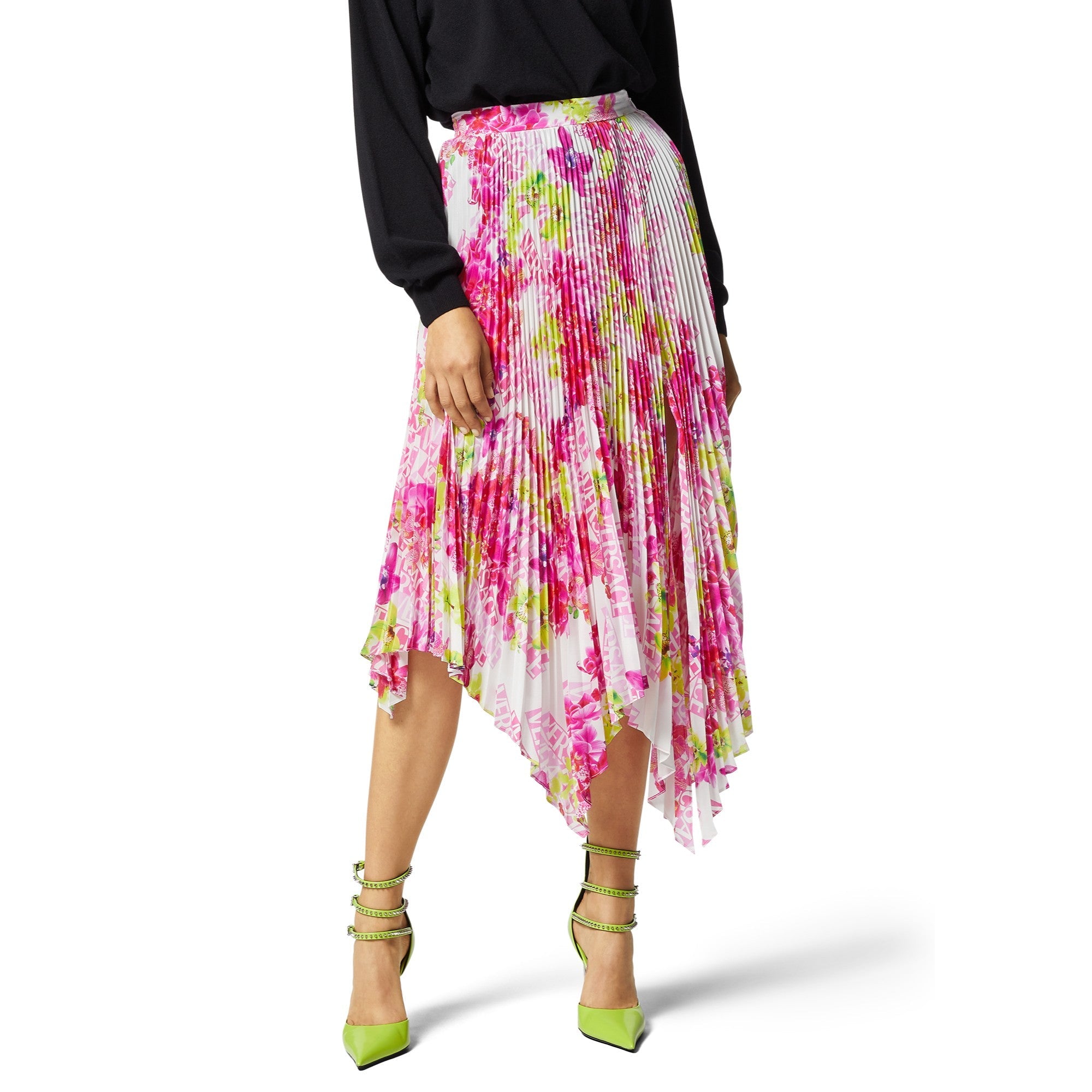 Women Skirt - White+Pink