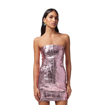 Women Dress Leather - Baby Pink New