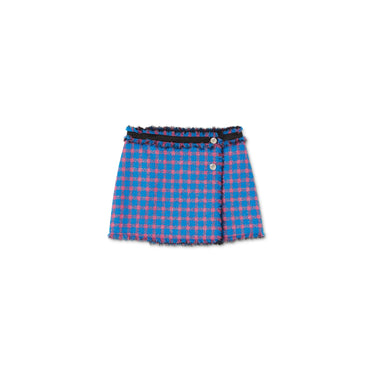 Women Skirt - Mediterranean Blue+Flamingo