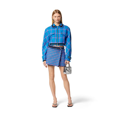 Women Skirt - Mediterranean Blue+Flamingo