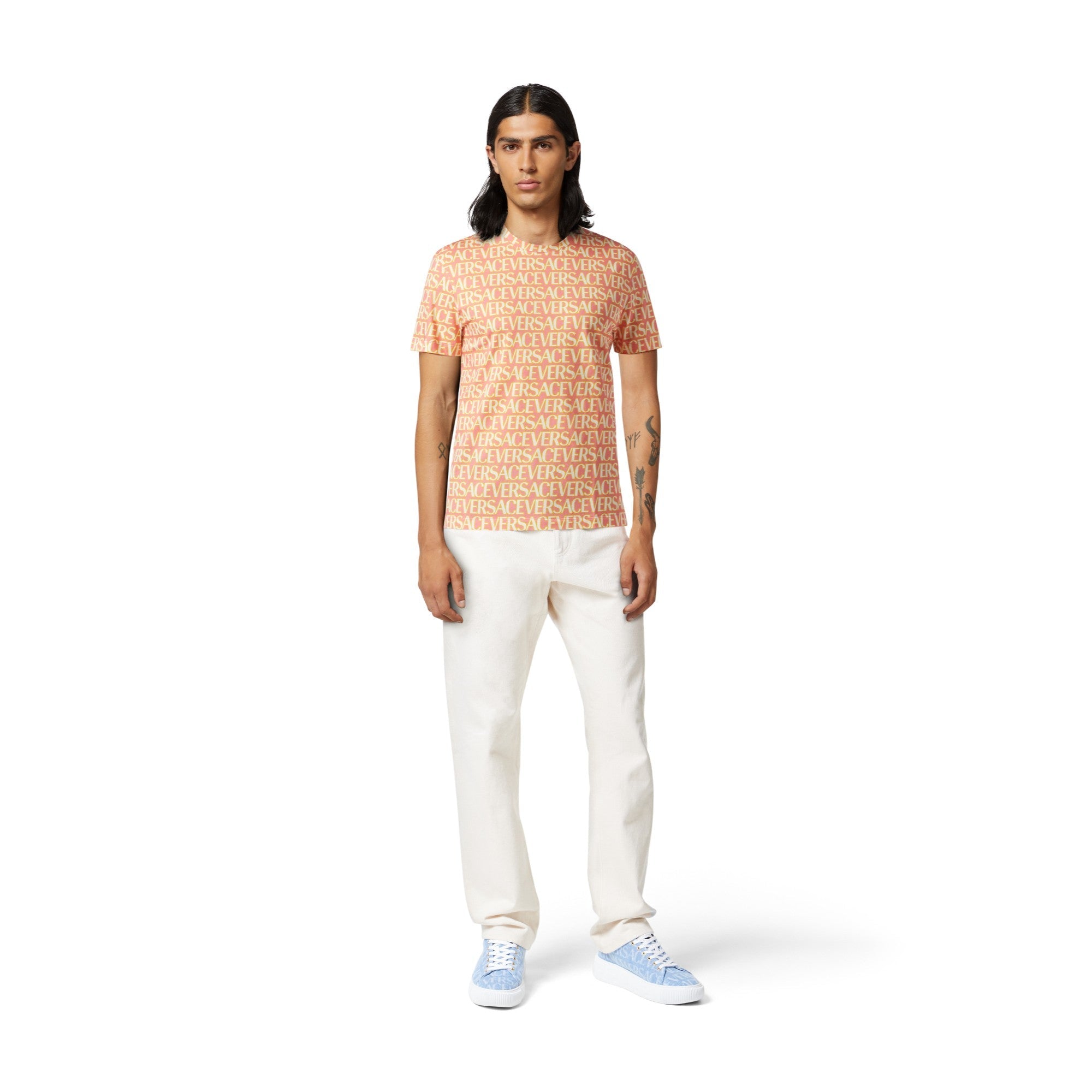 Men T-Shirt - Pink+Ivory