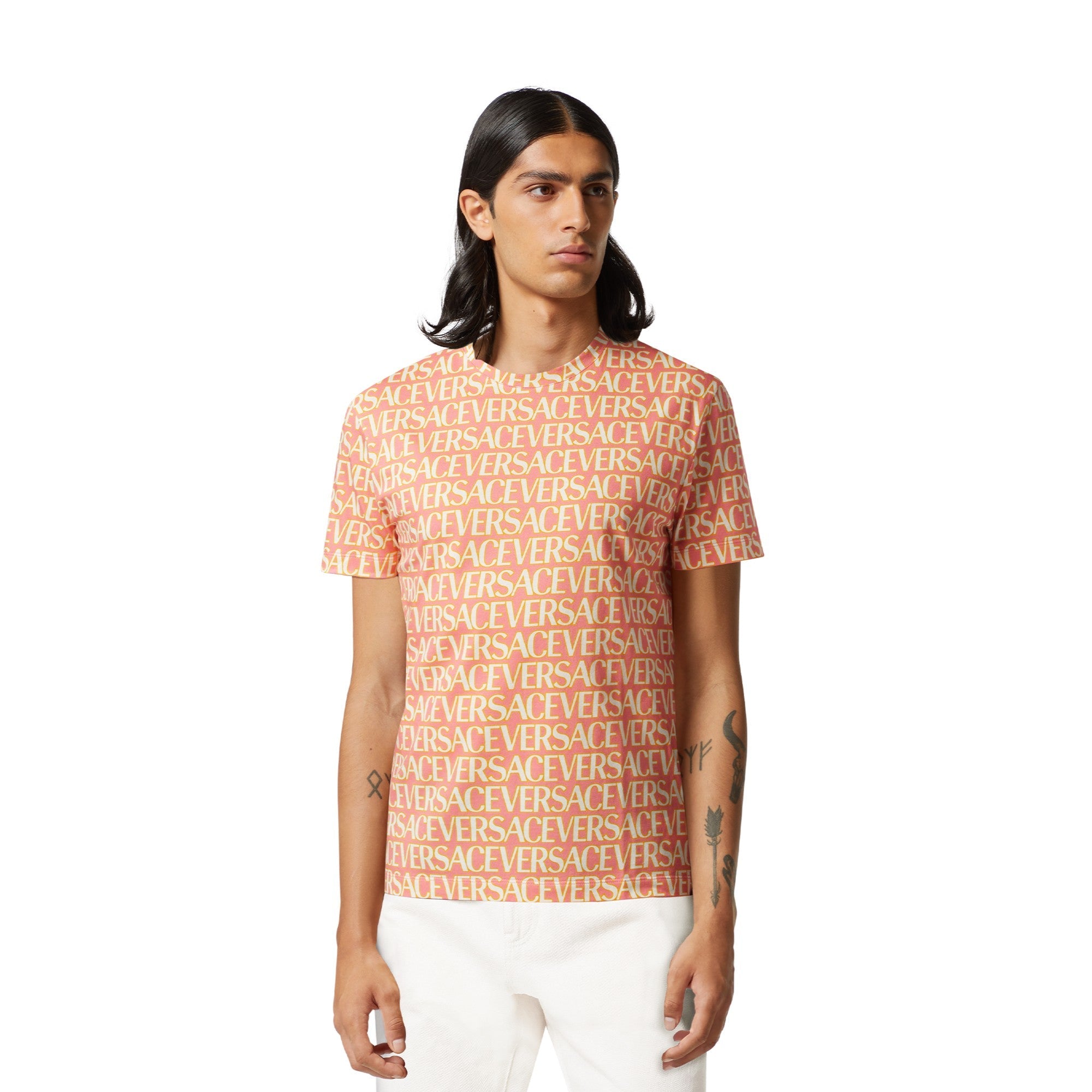 Men T-Shirt - Pink+Ivory