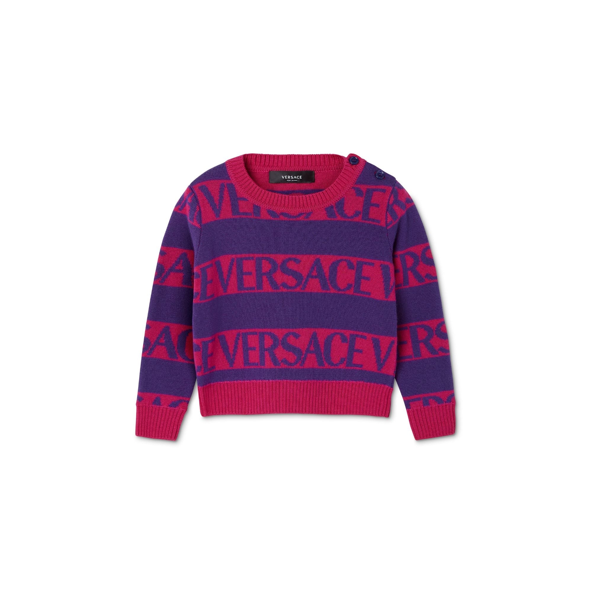Kids Knit Sweater - Purple+Fuchsia