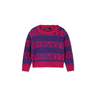 Kids Knit Sweater - Purple+Fuchsia