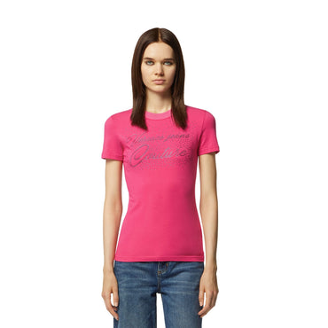 Women S Logo Script Crystal T-Shirt - Fuxia