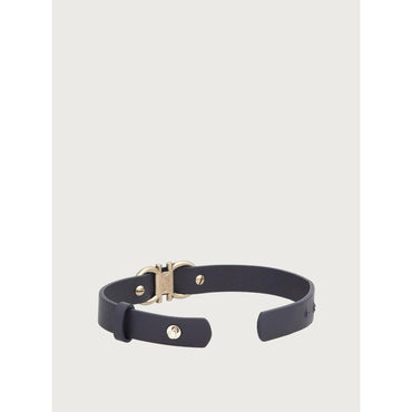 Men Leather Gancini Bracelet - Blue Marine