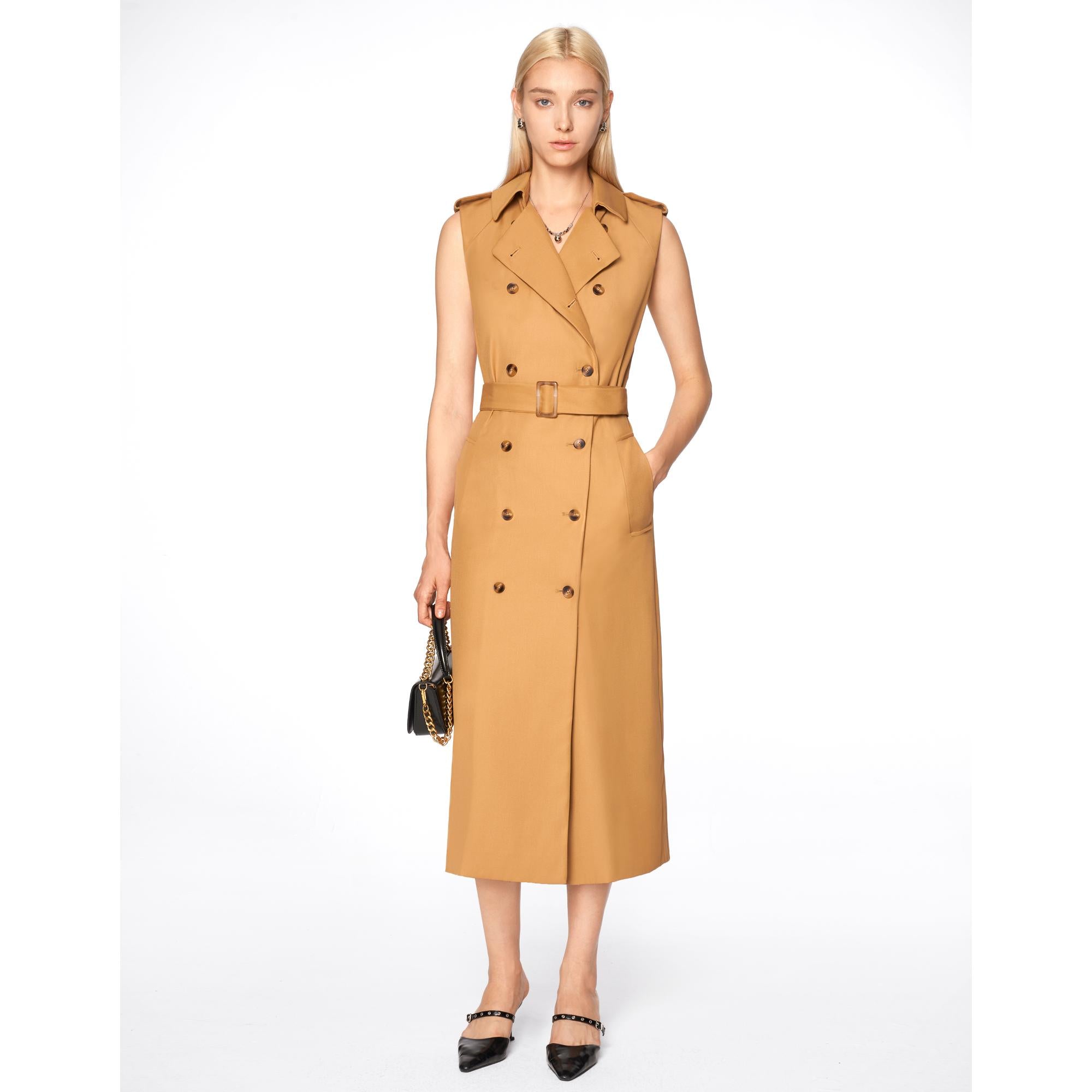 Double-breasted Belted Dress - Khaki