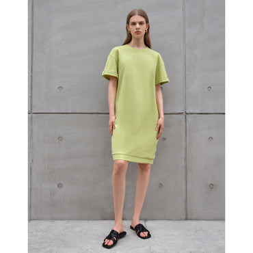 Round Neck Short Sleeve Dress - Green
