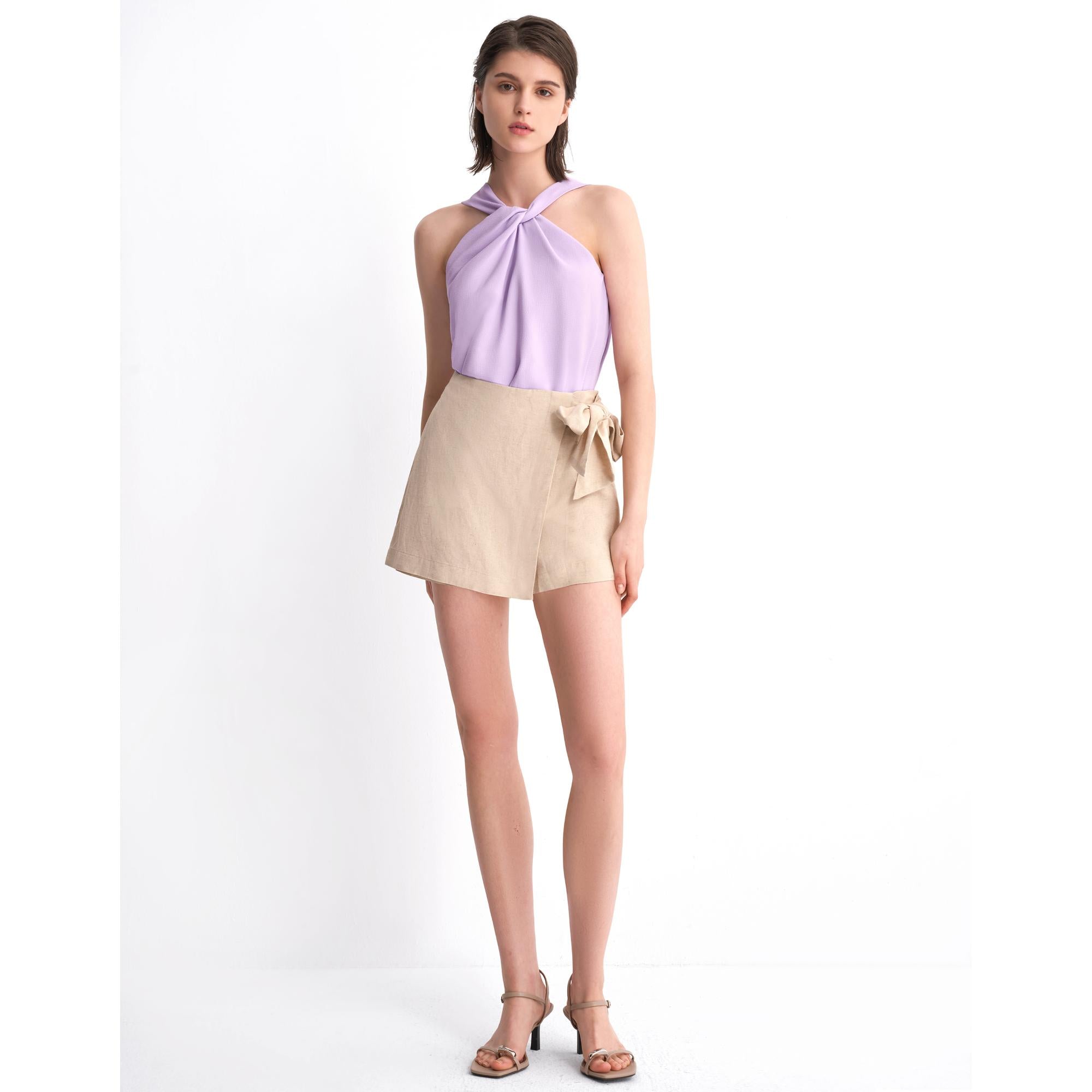 Wrap Front Shorts - Cream